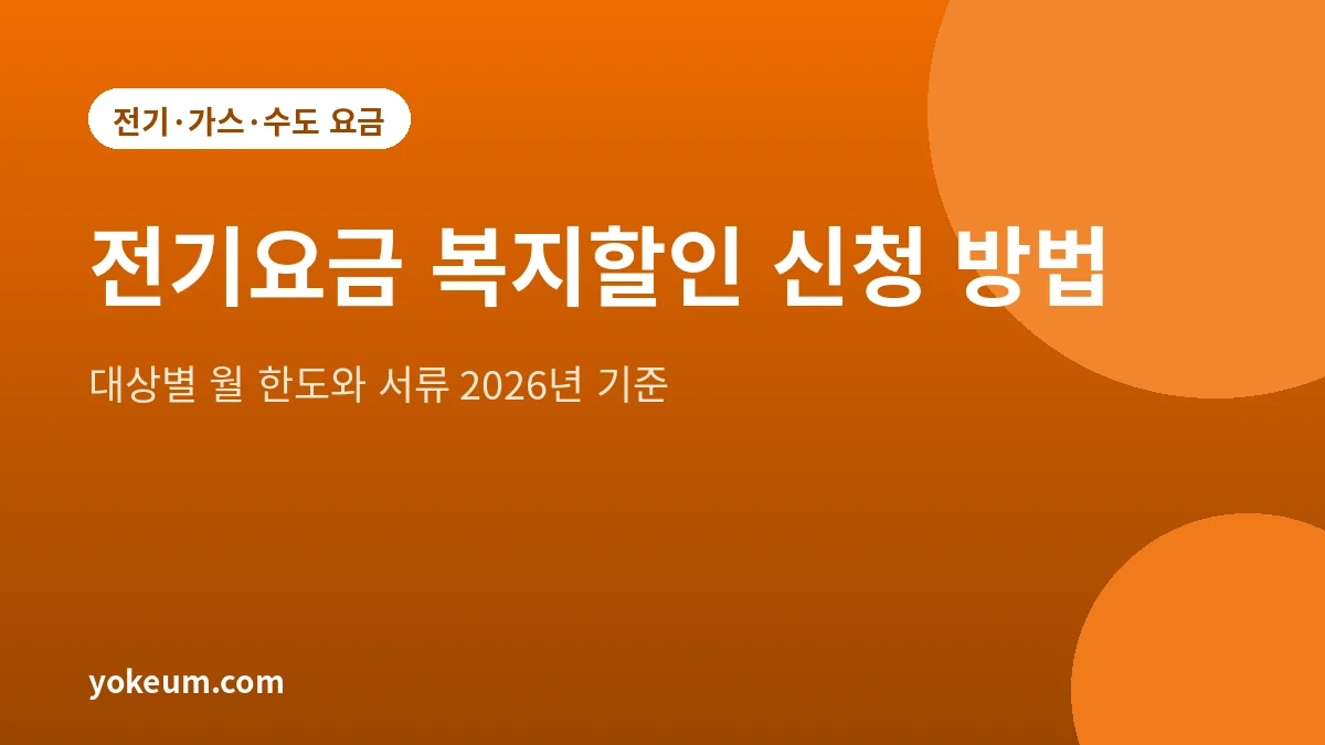 전기요금 복지할인 대상별 할인 한도와 신청 방법을 정리한 대표 그림