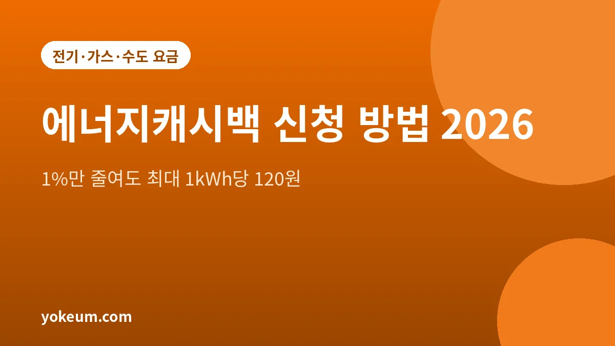 2026년 하반기 주택용 에너지캐시백 신청 방법과 1% 절감 기준을 정리한 대표 그림